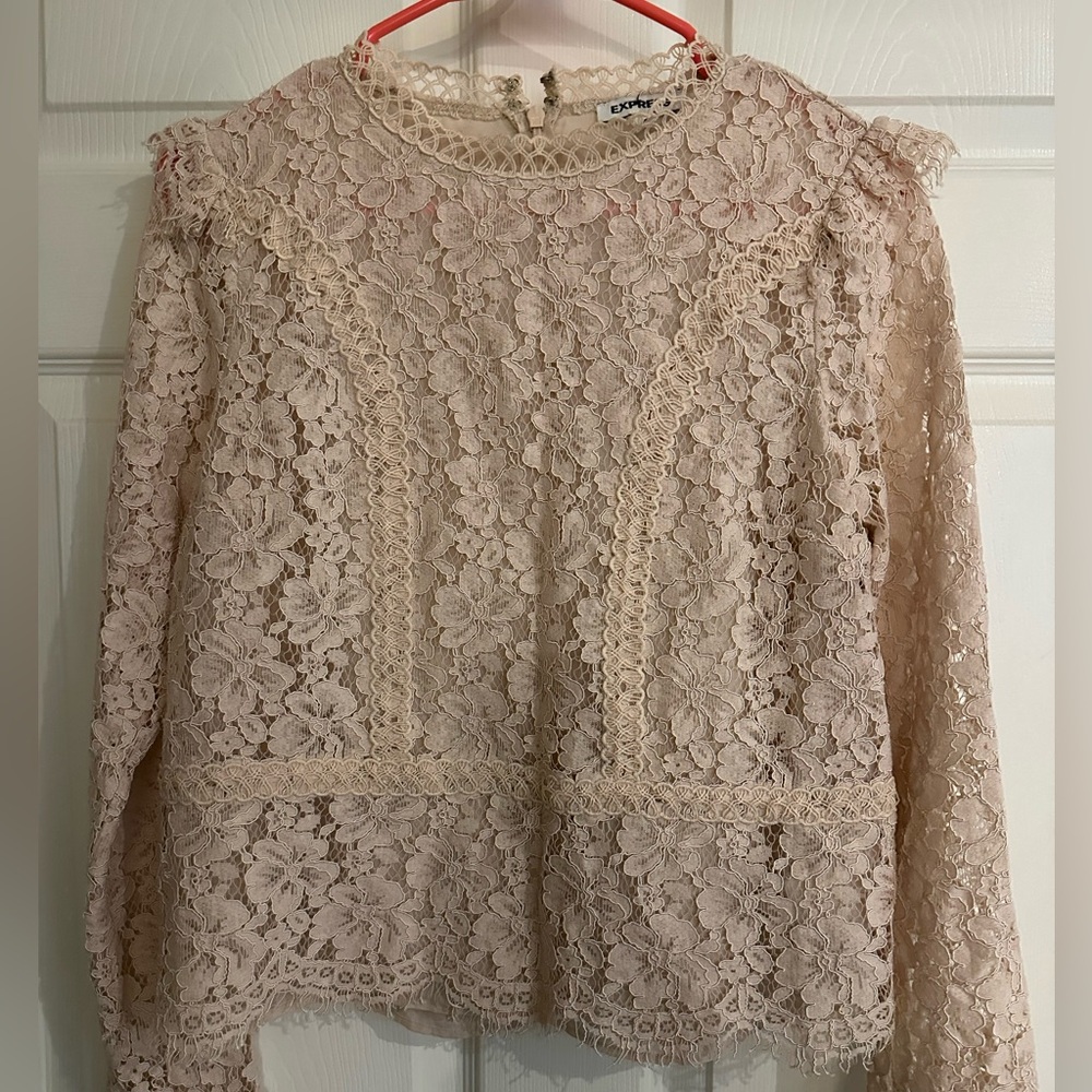 Express Floral Lace Blouse - Cream